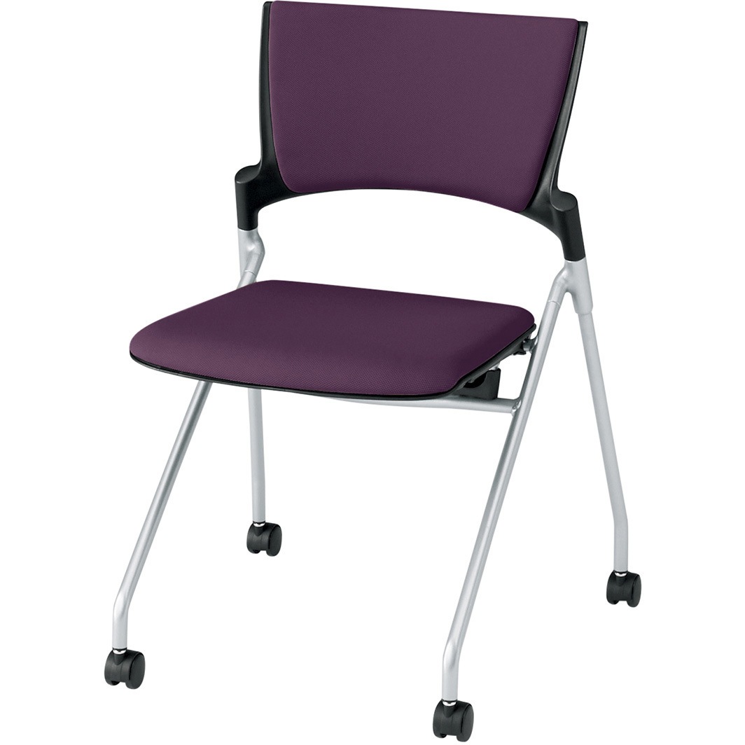 KLD-320PV-ZTX7 マノスチェア ネスティングタイプ 背パッド付 肘なし 張地PV<配送時組立サービス付> イトーキ ナイロン双輪キャスター 横スタッキング プラムパープル  KLD-320PV-ZTX7
