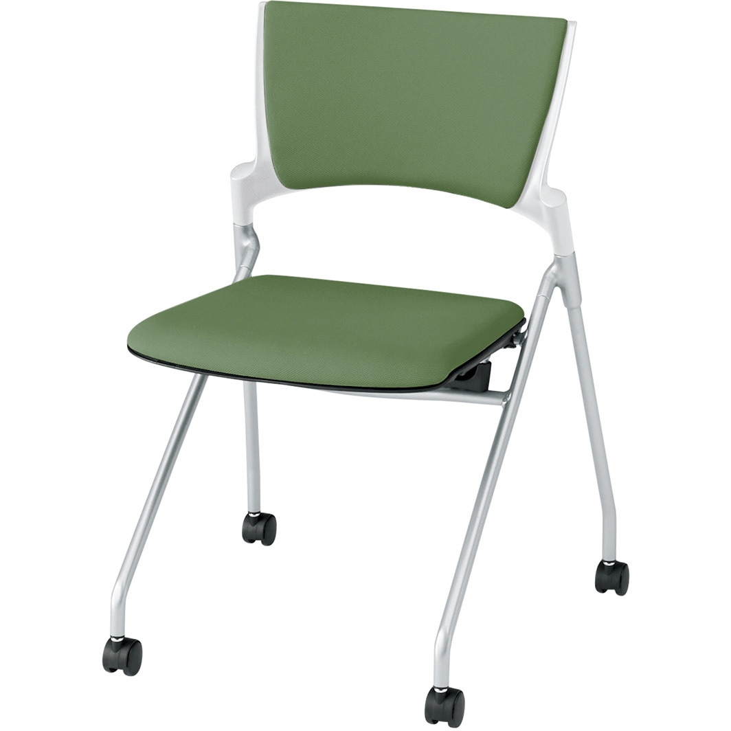 KLD-320PV-ZWQ2 マノスチェア ネスティングタイプ 背パッド付 肘なし 張地PV<配送時組立サービス付> イトーキ ナイロン双輪キャスター 横スタッキング