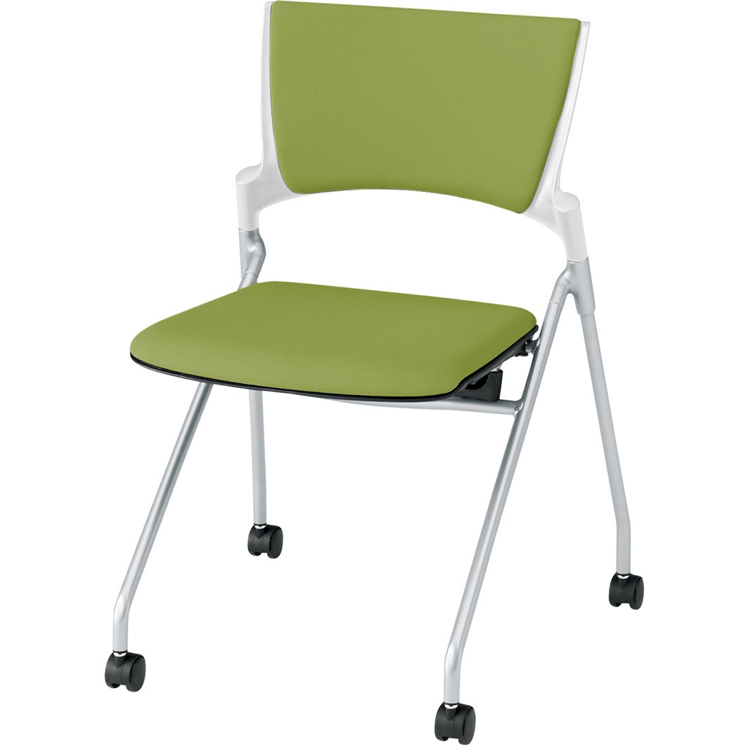 KLD-320PV-ZWQ6 マノスチェア ネスティングタイプ 背パッド付 肘なし 張地PV<配送時組立サービス付> イトーキ ナイロン双輪キャスター 横スタッキング