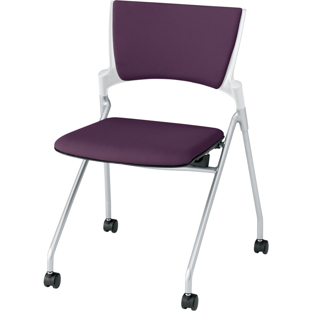 KLD-320PV-ZWX7 マノスチェア ネスティングタイプ 背パッド付 肘なし 張地PV<配送時組立サービス付> イトーキ ナイロン双輪キャスター 横スタッキング 28,587円