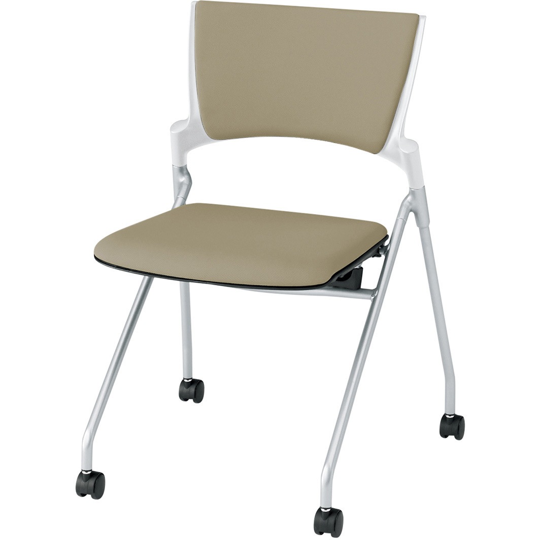 KLD-320PV-ZWY3 マノスチェア ネスティングタイプ 背パッド付 肘なし 張地PV<配送時組立サービス付> イトーキ ナイロン双輪キャスター 横スタッキング