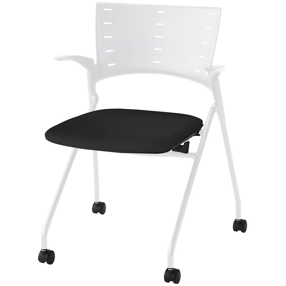 KLD-315PV-WWT1 マノスチェア ネスティングタイプ 肘付 張地PV<配送時組立サービス付> イトーキ ナイロン双輪キャスター付 メラミン化粧板 質量6.6kg 高さ782mm幅577mm奥行539mm  KLD-315PV-WWT1 31,187円