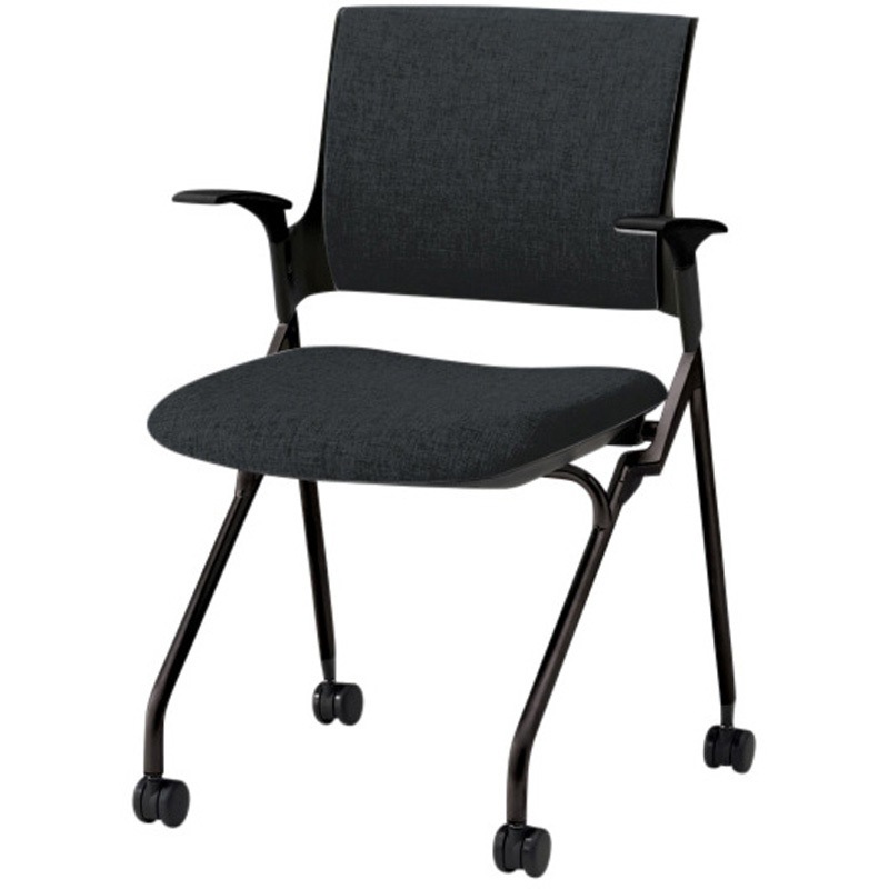 KLD229SA-T1T1T1 モノンチェア ネスティングタイプ クロスバック 肘付 張地SA<配送時組立サービス付> イトーキ メモ台PEブロー成型(W9色のみ) ブラック 質量7.6kg 高さ820mm幅580mm奥行555mm  KLD229SA-T1T1T1