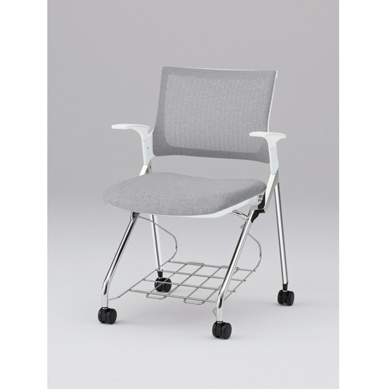 KLD239JERZ9W9T7 モノンチェア ネスティングタイプ メッシュバック 肘付 棚付 クロームメッキ脚 張地JE<配送時組立サービス付> 1台 イトーキ 【通販モノタロウ】