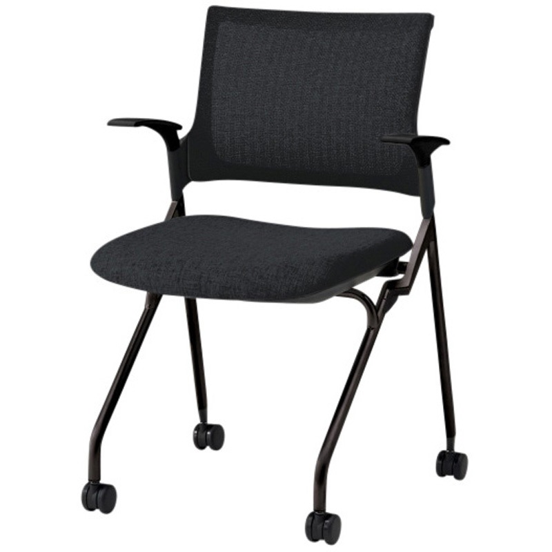 KLD239JE-T1T1T1 モノンチェア ネスティングタイプ メッシュバック 肘付 張地JE<配送時組立サービス付> イトーキ メモ台PEブロー成型(W9色のみ) ブラック 高さ820mm幅580mm奥行595mm  KLD239JE-T1T1T1