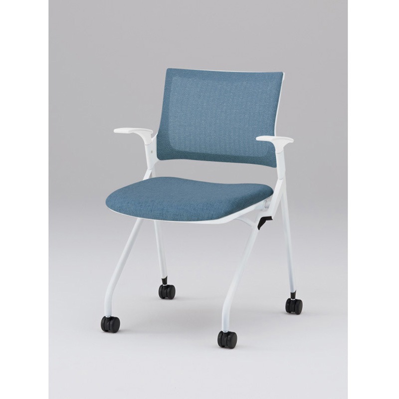 KLD239JE-W9W9B4 モノンチェア ネスティングタイプ メッシュバック 肘付 張地JE<配送時組立サービス付> イトーキ メモ台PEブロー成型(W9色のみ) ホワイト 高さ820mm幅580mm奥行595mm  KLD239JE-W9W9B4