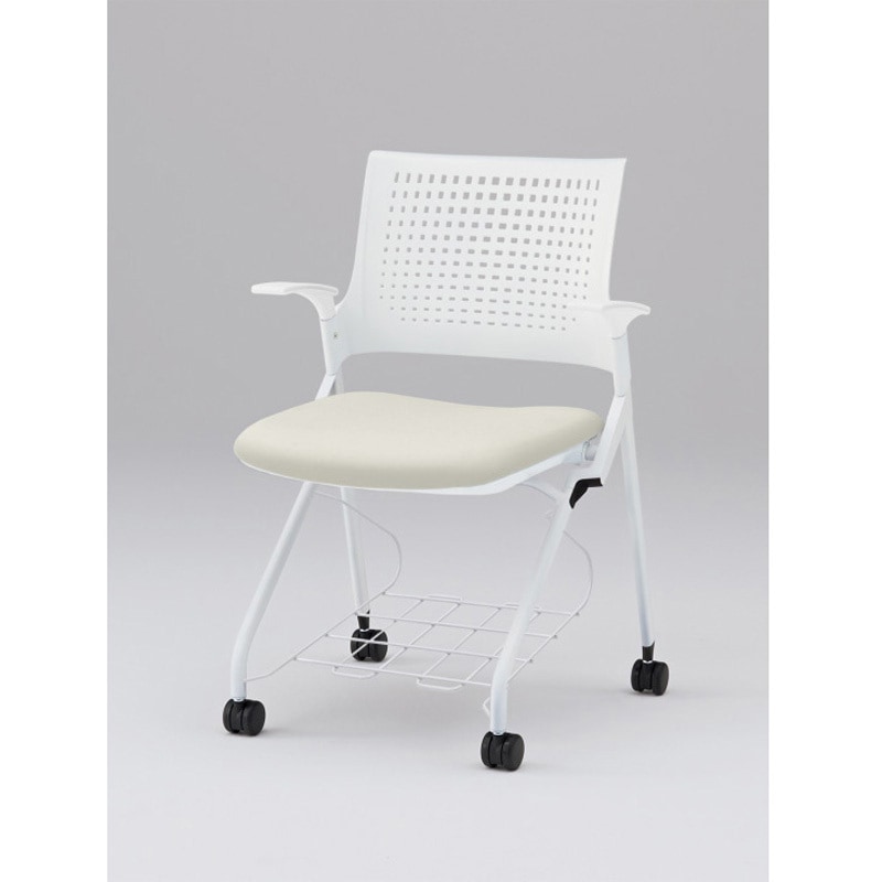 KLD219DLRW9W9C8 モノンチェア ネスティングタイプ 樹脂メッシュバック 肘付 棚付 張地DL<配送時組立サービス付> 1台 イトーキ 【通販モノタロウ】