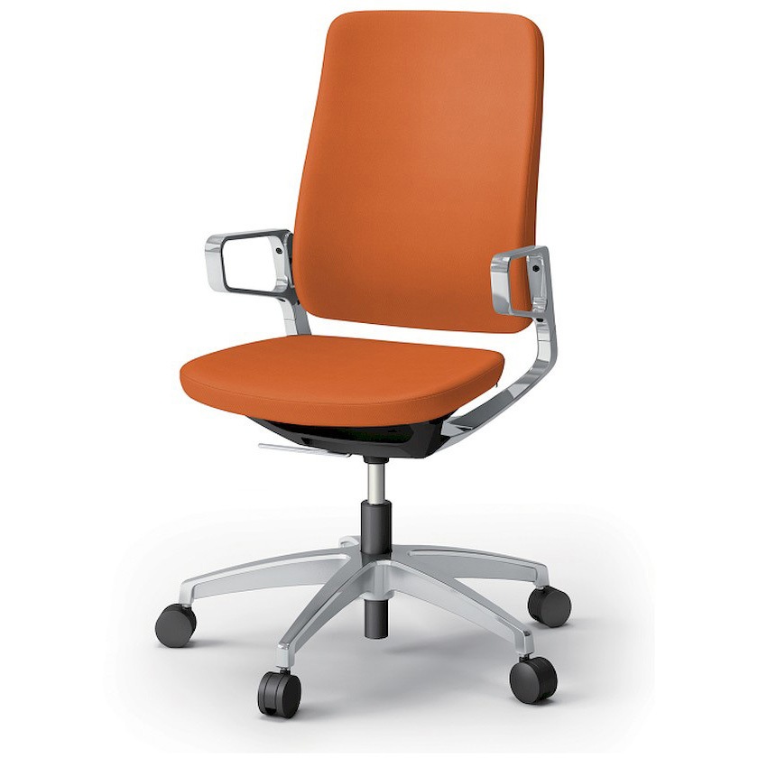 KG-515PVM-Z9D3 レヴィチェア ハイバック アルミミラー肘 アルミミラー脚 ウレタンキャスター PV張地<配送時組立サービス付> 1台 イトーキ 【通販モノタロウ】