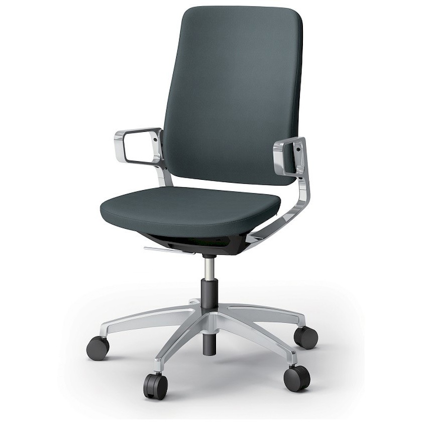 KG-515PVM-Z9W2 レヴィチェア ハイバック アルミミラー肘 アルミミラー脚 ウレタンキャスター PV張地<配送時組立サービス付> 1台 イトーキ 【通販モノタロウ】