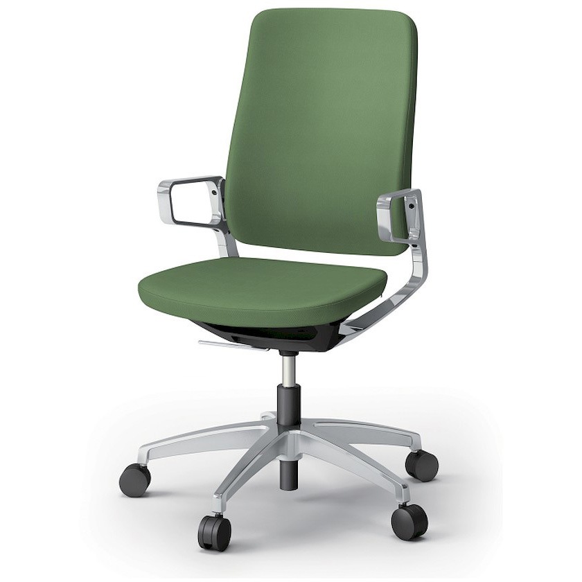 KG-515PV-Z9Q2 レヴィチェア ハイバック アルミミラー肘 アルミミラー脚 ナイロンキャスター PV張地<配送時組立サービス付> 1台 イトーキ 【通販モノタロウ】