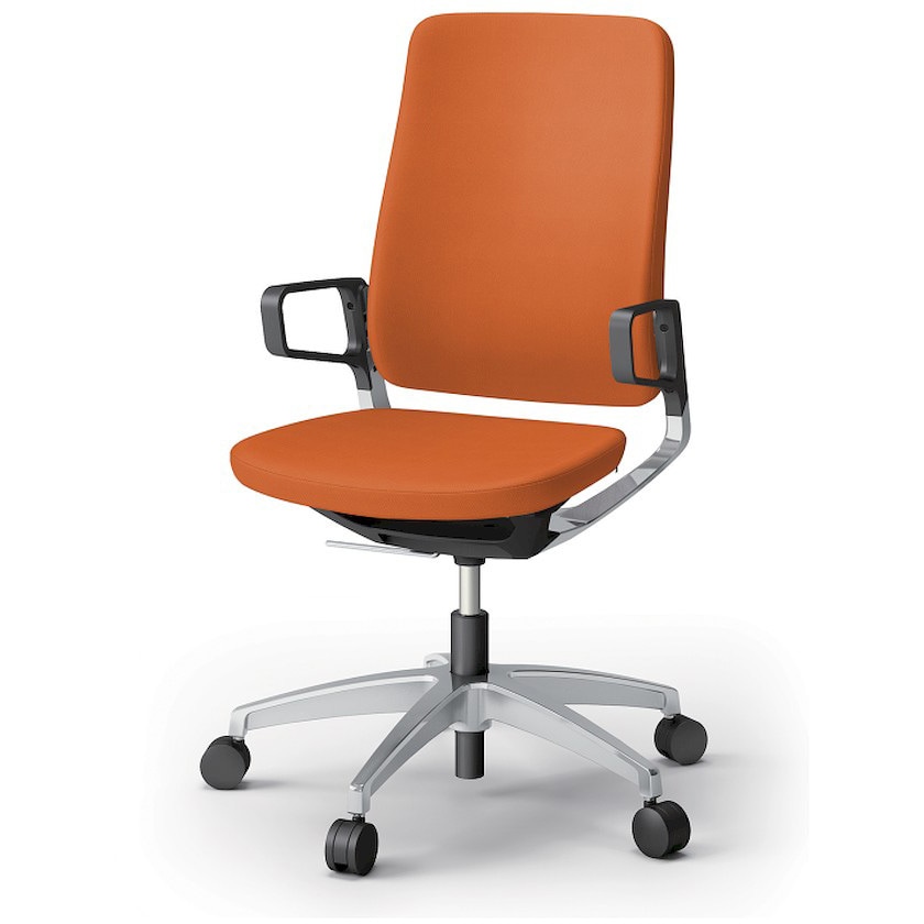 KG-516PVM-Z9D3 レヴィチェア ハイバック 樹脂肘 アルミミラー脚 ウレタンキャスター PV張地<配送時組立サービス付> 1台 イトーキ 【通販モノタロウ】