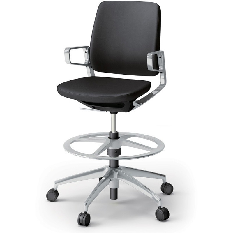 KG-525PVP-Z9T1 レヴィチェア ハイポジションタイプ アルミミラー肘 アルミミラー脚 PV張地<配送時組立サービス付> 1台 イトーキ 【通販モノタロウ】