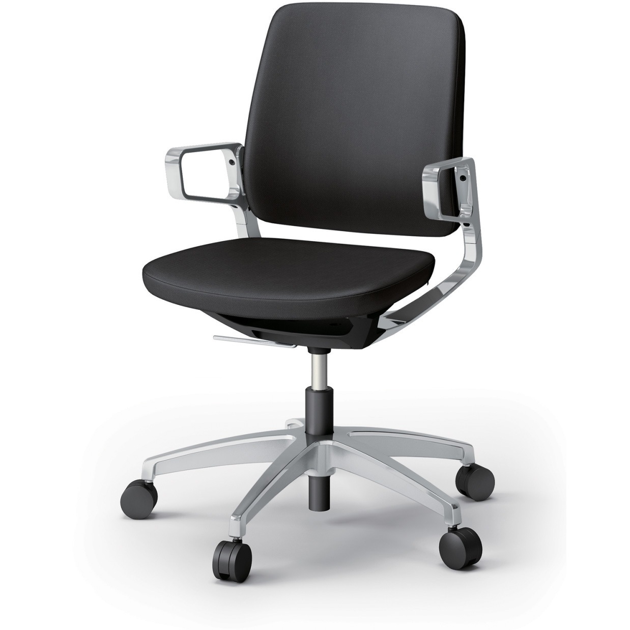 KG-525PVM-Z9T1 レヴィチェア ローバック アルミミラー肘 アルミミラー脚 ウレタンキャスター PV張地<配送時組立サービス付> 1台 イトーキ 【通販モノタロウ】