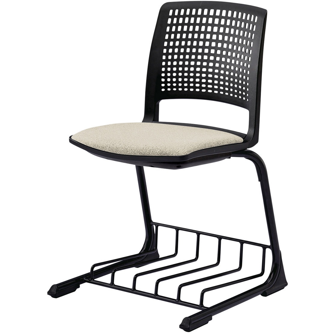 KLD511DRT1T1F6 レスパスチェア 座パッドタイプ 棚付<配送時組立サービス付> イトーキ ブラック 材質ナイロン双輪キャスター付脚 質量6.7kg 高さ785mm幅480mm奥行490mm  KLD511DRT1T1F6