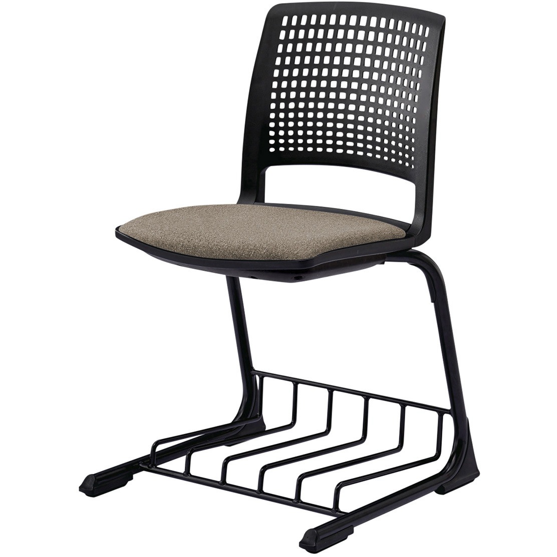 KLD511DRT1T1K3 レスパスチェア 座パッドタイプ 棚付<配送時組立サービス付> イトーキ ブラック 材質ナイロン双輪キャスター付脚 質量6.7kg 高さ785mm幅480mm奥行490mm  KLD511DRT1T1K3