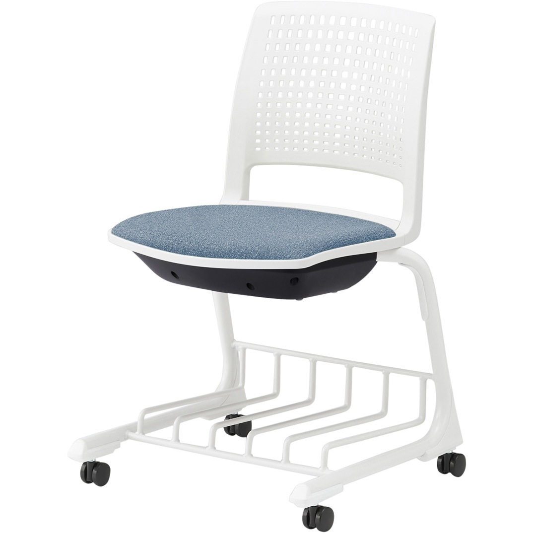 KLD515DRW9W8B3 レスパスチェア 座パッドタイプ 棚付 キャスター脚<配送時組立サービス付> イトーキ ホワイト 質量7kg 高さ785mm幅490mm奥行490mm  KLD515DRW9W8B3