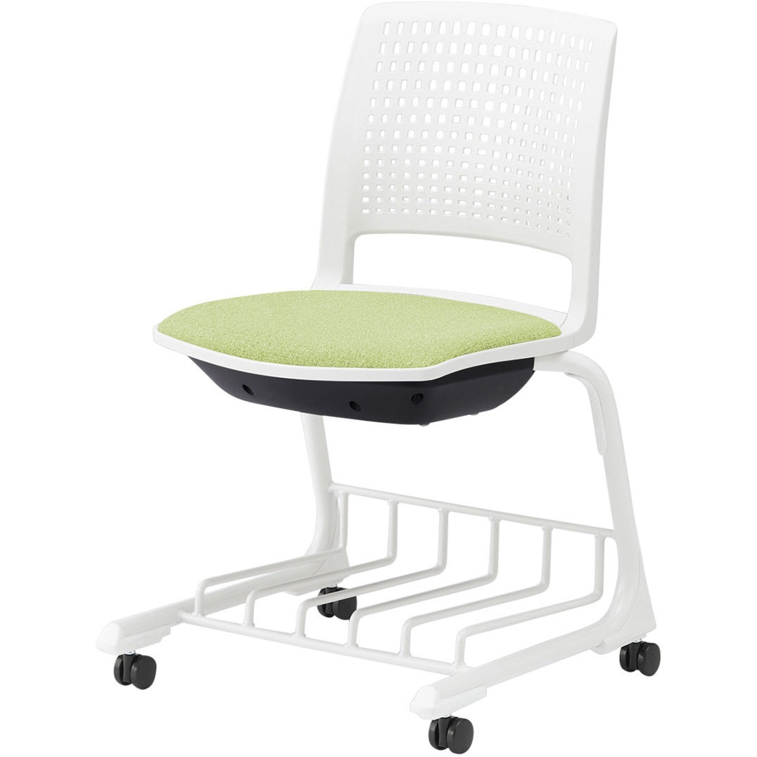 KLD515DRW9W8L8 レスパスチェア 座パッドタイプ 棚付 キャスター脚<配送時組立サービス付> イトーキ ホワイト 質量7kg 高さ785mm幅490mm奥行490mm  KLD515DRW9W8L8