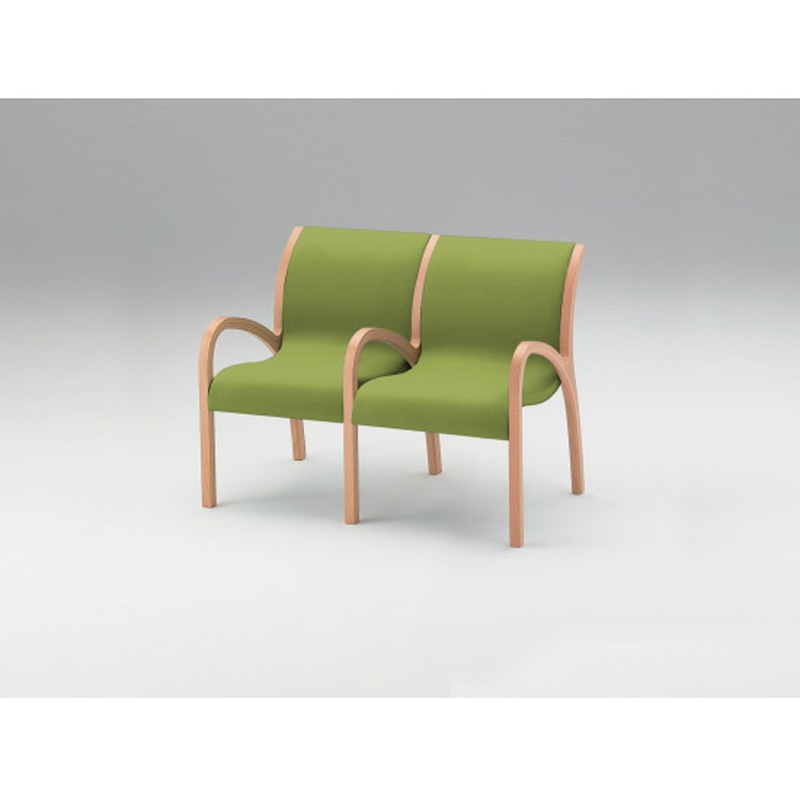 LAK-5220C-L6 ロビーチェアAK 2連全肘付<配送時組立サービス付> イトーキ アップルグリーン色 高さ821mm幅1105mm奥行618mm  LAK-5220C-L6