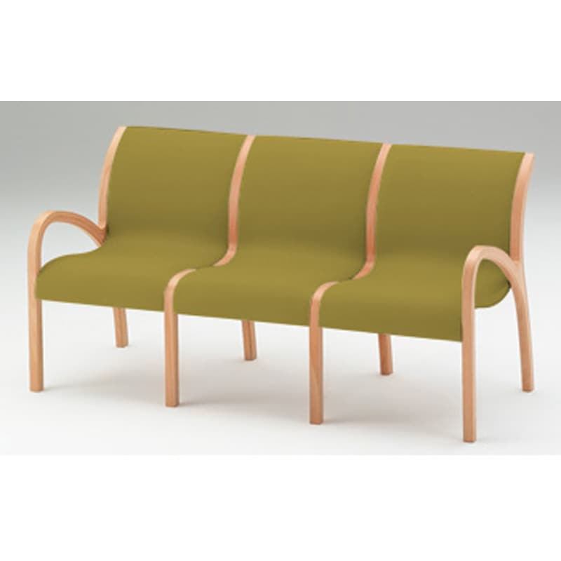 LAK-5230EC-L6 ロビーチェアAK 3連外肘付<配送時組立サービス付> イトーキ アップルグリーン色 高さ821mm幅1640mm奥行618mm  LAK-5230EC-L6