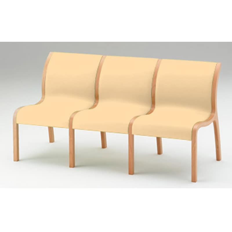 LAK-5030C-K9 ロビーチェアAK 3連肘なし<配送時組立サービス付> イトーキ コーンベージュ色 高さ821mm幅1640mm奥行618mm  LAK-5030C-K9