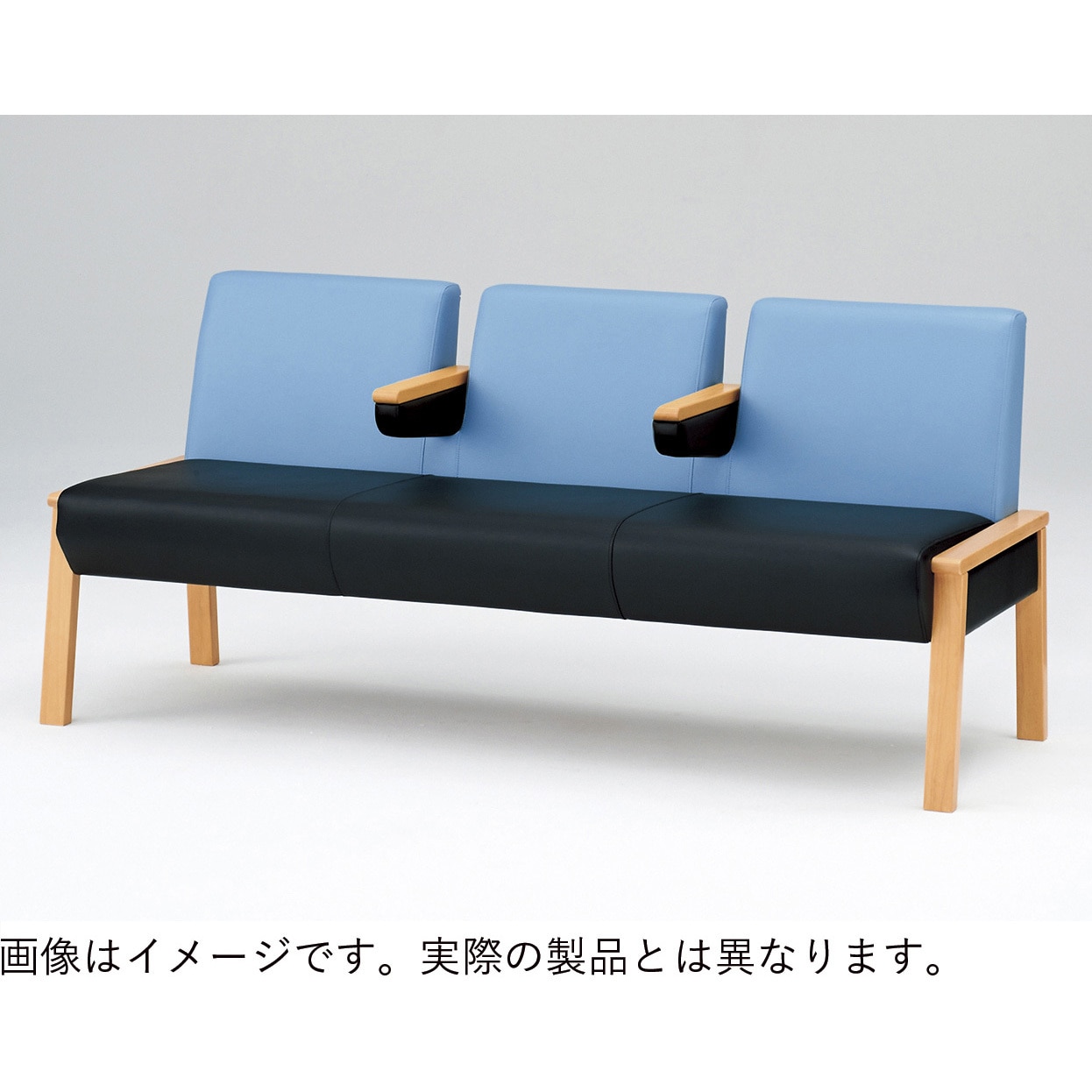 LLZ-112C-T1 ロビーチェアLZ 2連 中間固定肘付 張地C<配送時組立サービス付> イトーキ ブラック色 高さ760mm幅1140mm奥行640mm  LLZ-112C-T1