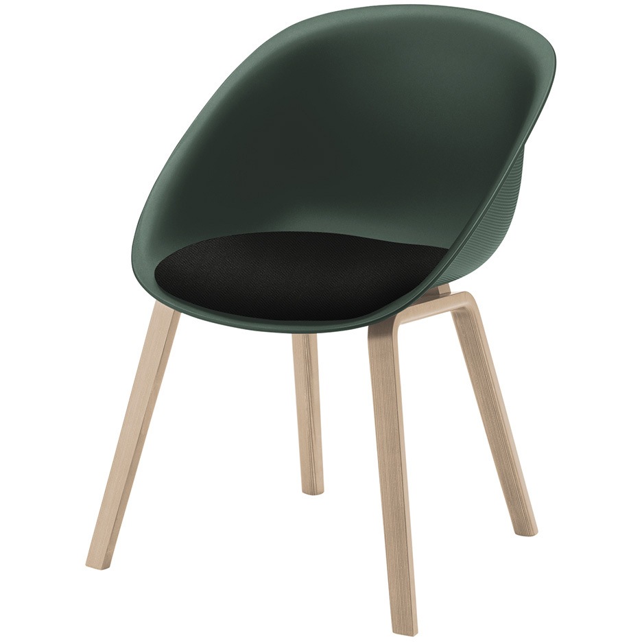 KLD954PV-G2T123 ワンチェア 木脚 座クッション 張地PV<配送時組立サービス付> イトーキ ブラック 質量5.2kg 高さ770mm幅550mm奥行565mm  KLD954PV-G2T123