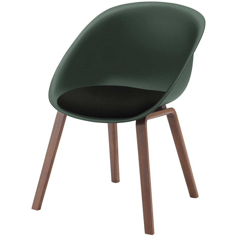 KLD954PV-G2T124 ワンチェア 木脚 座クッション 張地PV<配送時組立サービス付> イトーキ ブラック 質量5.2kg 高さ770mm幅550mm奥行565mm  KLD954PV-G2T124