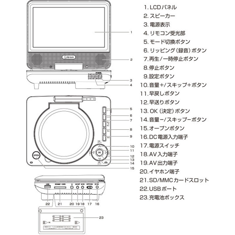 タンコンDVD付属品 CPD-N70(B) ポータブルDVDプレーヤー 1台 YAMAZEN(山善) 【通販