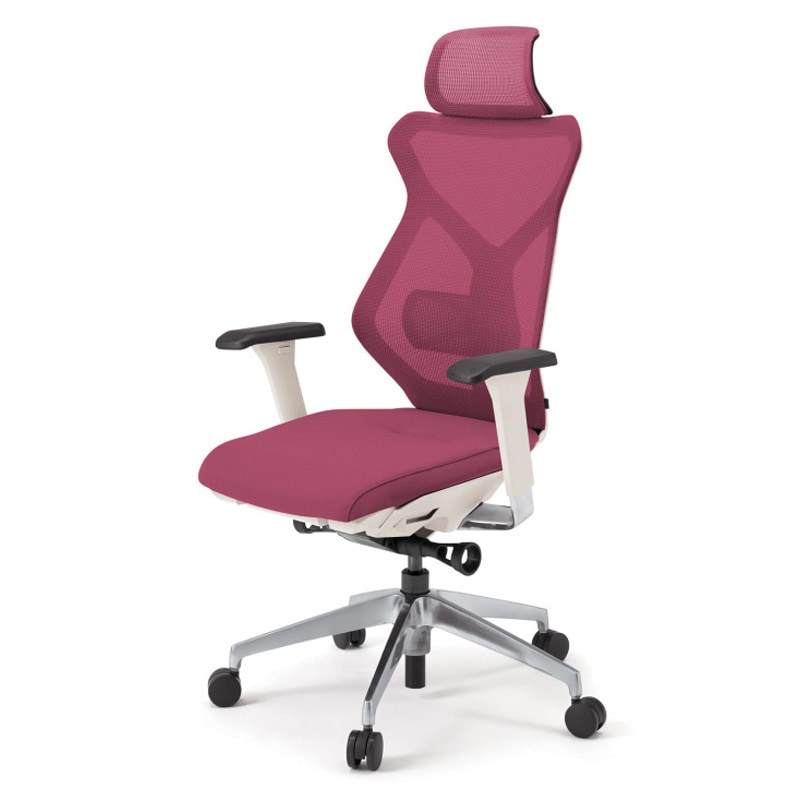 KG-357JV1-ZWM4 セクアチェア エクストラハイバック 可動肘付 アルミミラー脚<配送時組立サービス付> イトーキ ホワイト 高さ1195mm幅660mm奥行555mm  KG-357JV1-ZWM4