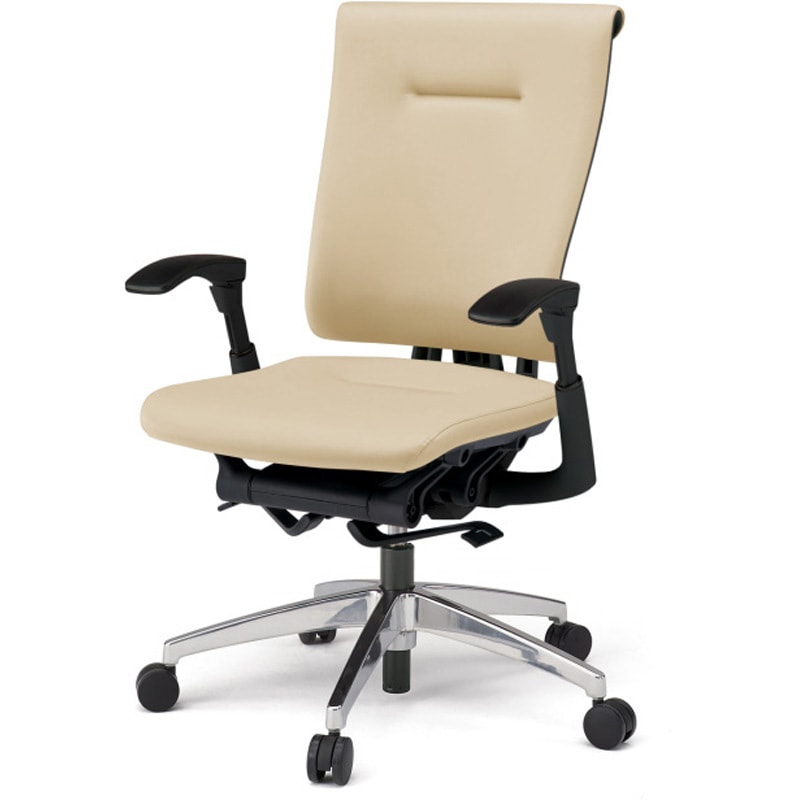 KF587DLM-ZTK6 セレーオチェア スタンダードタイプ 可動肘 ビニールレザーDL アルミミラー脚 ウレタンキャスター<配送時組立サービス付> 1台 イトーキ 【通販モノタロウ】