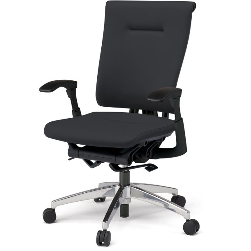 KF587DLM-ZTT1 セレーオチェア スタンダードタイプ 可動肘 ビニールレザーDL アルミミラー脚 ウレタンキャスター<配送時組立サービス付> 1台 イトーキ 【通販モノタロウ】