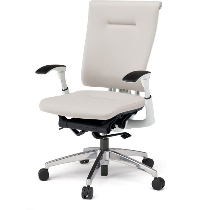 KF587DLM-ZWC8 セレーオチェア スタンダードタイプ 可動肘 ビニールレザーDL アルミミラー脚 ウレタンキャスター<配送時組立サービス付> 1台 イトーキ 【通販モノタロウ】