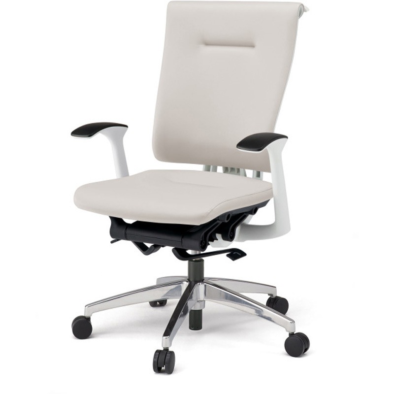 KF585DLHM-ZWC8 セレーオチェア スタンダードタイプ 固定肘 ハンガー ビニールレザーDL アルミミラー脚 ウレタンキャスター<配送時組立サービス付> 1台 イトーキ 【通販モノタロウ】