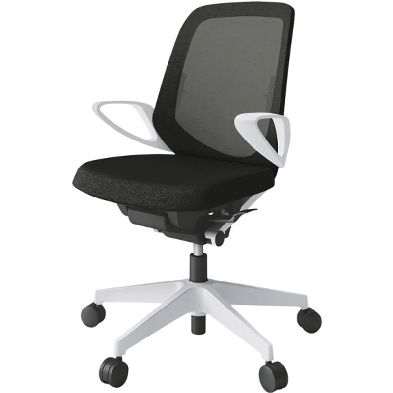 KJ-166JE-W9T1 ノートチェア ローバック 固定肘 ランバーサポート付 メッシュJE ナイロンキャスター<配送時組立サービス付> 1台 イトーキ 【通販モノタロウ】