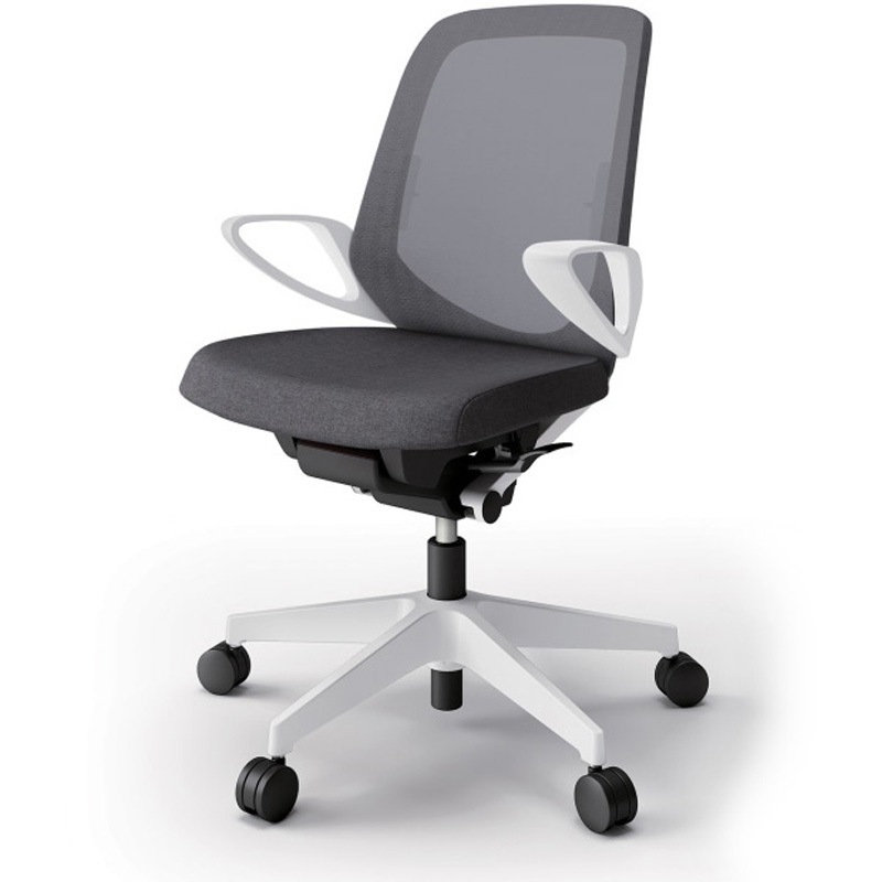 KJ-166JE-W9T3 ノートチェア ローバック 固定肘 ランバーサポート付 メッシュJE ナイロンキャスター<配送時組立サービス付> 1台 イトーキ 【通販モノタロウ】