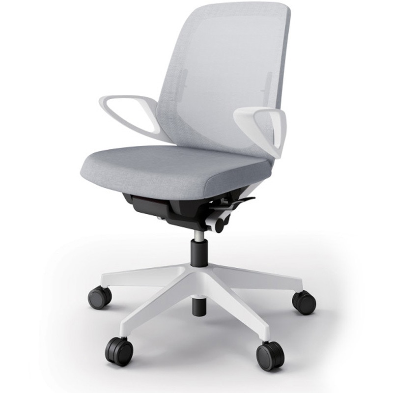 KJ-166JEM-W9T7 ノートチェア ローバック 固定肘 ランバーサポート付 メッシュJE ウレタンキャスター<配送時組立サービス付> 1台 イトーキ 【通販モノタロウ】