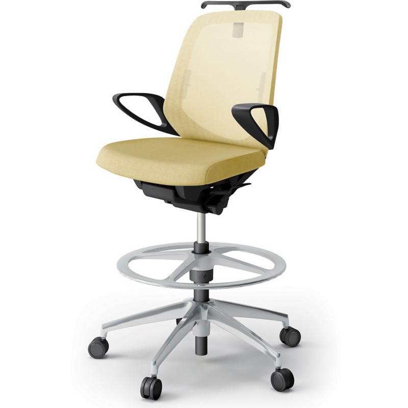 KJ-166JEHP-ZTU6 ノートチェア ハイポジションタイプ ローバック 固定肘 ハンガー ランバーサポート付 メッシュJE アルミ脚<配送時組立サービス付> 1台 イトーキ 【通販モノタロウ】