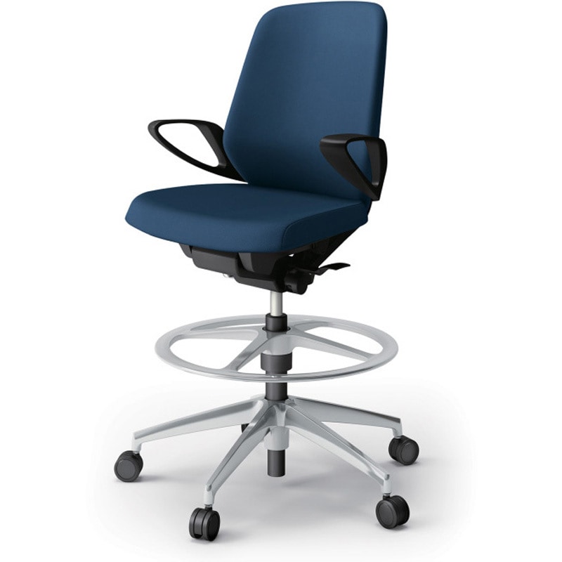 KJ-126PVP-ZTB2 ノートチェア ハイポジションタイプ ローバック 固定肘 ランバーサポート付 クロスPV アルミ脚<配送時組立サービス付> 1台 イトーキ 【通販モノタロウ】