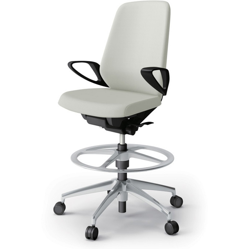 KJ-136DLP-ZTC8 ノートチェア ハイポジションタイプ ハイバック 固定肘 ビニールレザーDL アルミ脚<配送時組立サービス付> 1台 イトーキ 【通販モノタロウ】