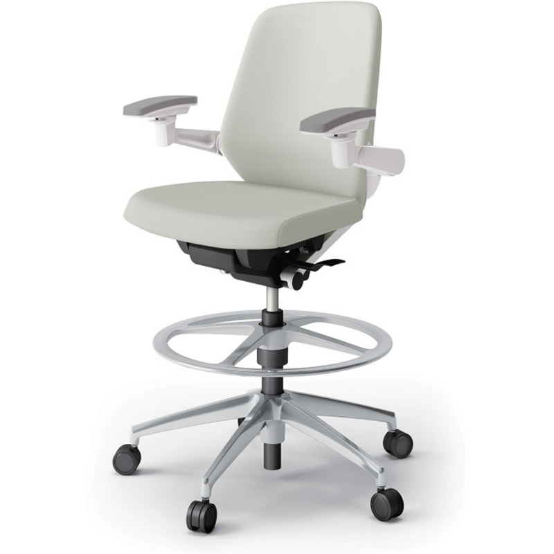 KJ-147DLP1ZWC8 ノートチェア ハイポジションタイプ ローバック 可動肘 ビニールレザーDL アルミ脚<配送時組立サービス付> 1台 イトーキ 【通販モノタロウ】