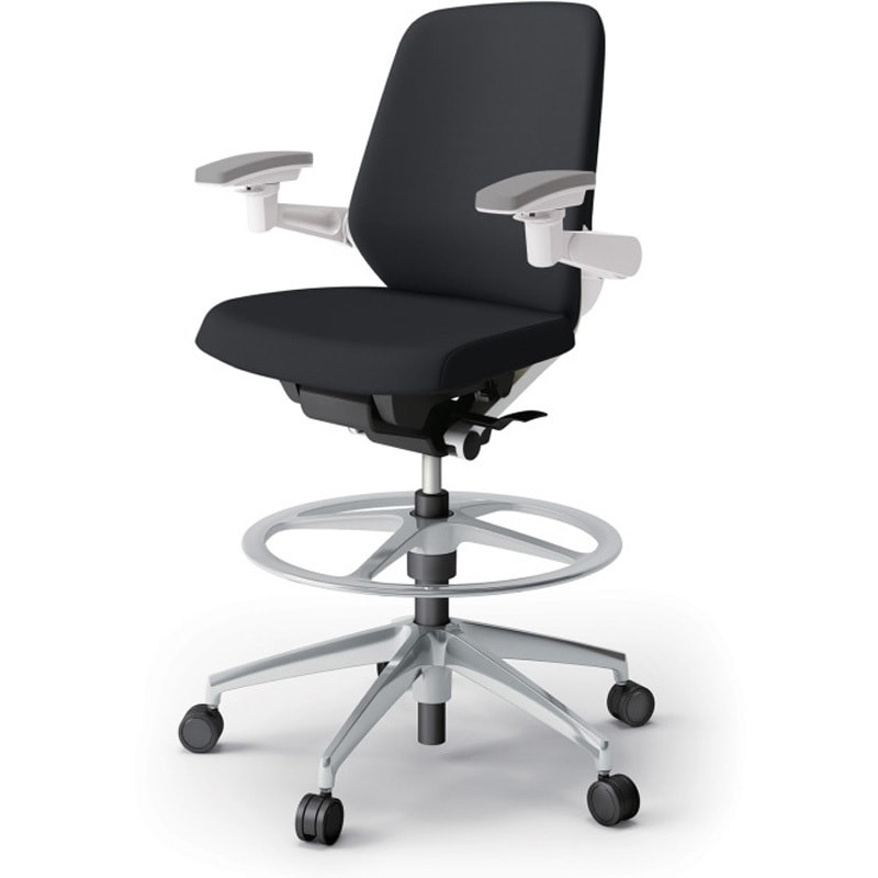 KJ-147DLP1ZWT1 ノートチェア ハイポジションタイプ ローバック 可動肘 ビニールレザーDL アルミ脚<配送時組立サービス付> 1台 イトーキ 【通販モノタロウ】