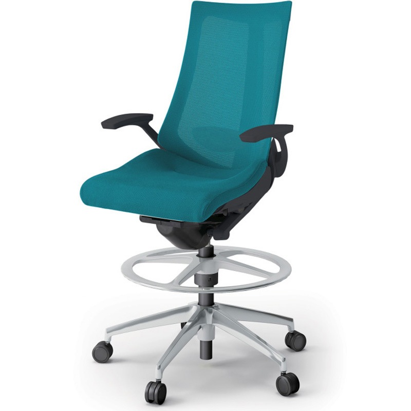 KG-455JVP-ZTA3 アクトチェア ハイポジションタイプ 固定肘 ランバーサポート付 アルミミラー脚 メッシュJV<配送時組立サービス付> 1台 イトーキ 【通販モノタロウ】