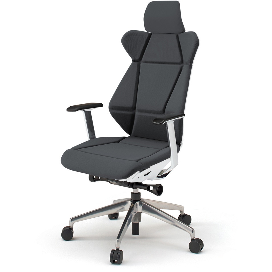 KF-855GC-ZWW2 フリップフラップチェア エクストラハイバック 固定肘 ランバーサポート付 アルミミラー脚<配送時組立サービス付> 1台 イトーキ 【通販モノタロウ】