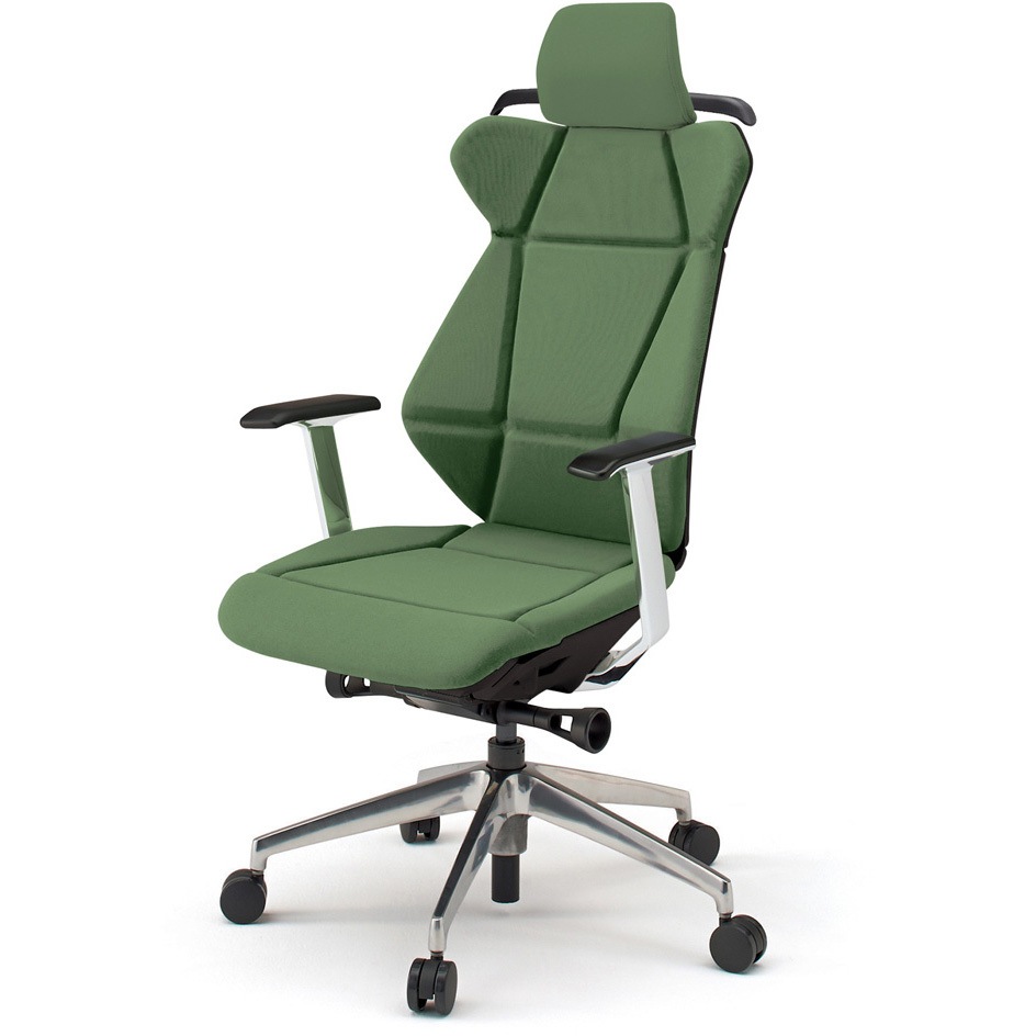 KF-855GCH-ZTQ2 フリップフラップチェア エクストラハイバック 固定肘 ハンガー ランバーサポート付 アルミミラー脚<配送時組立サービス付> 1台 イトーキ 【通販モノタロウ】