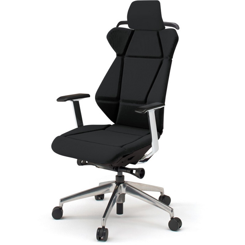 KF-855GCH-ZTT1 フリップフラップチェア エクストラハイバック 固定肘 ハンガー ランバーサポート付 アルミミラー脚<配送時組立サービス付> 1台 イトーキ 【通販モノタロウ】