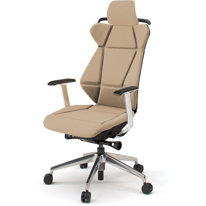 KF-855GCH-ZTY3 フリップフラップチェア エクストラハイバック 固定肘 ハンガー ランバーサポート付 アルミミラー脚<配送時組立サービス付> 1台 イトーキ 【通販モノタロウ】