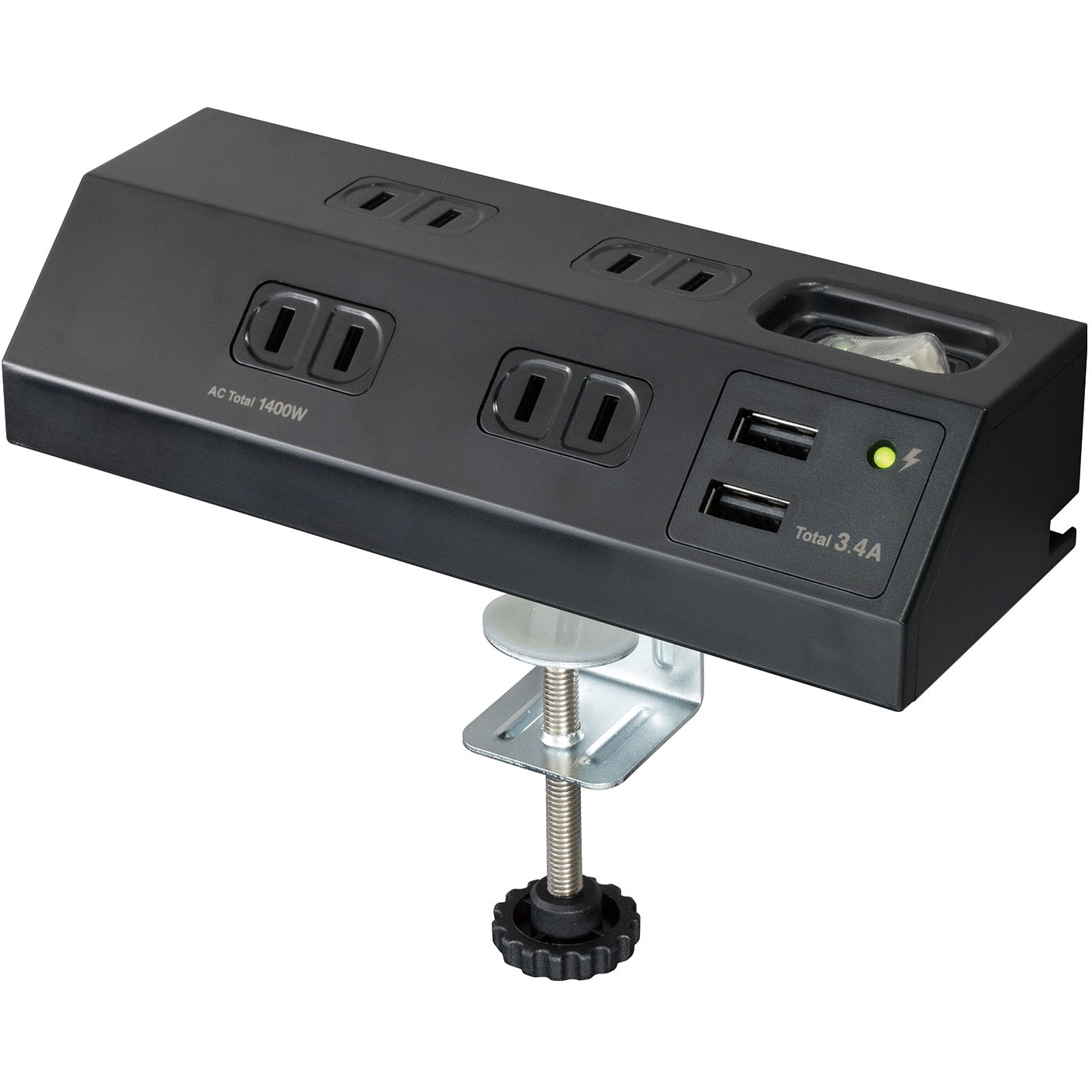 4xUSB2.0ポート＆2口コンセント搭載デスクワークに最適モニター台 コンセントタップ２個口ＵＳＢ２ポート２.４Ａ | 商品紹介 | 100円均一