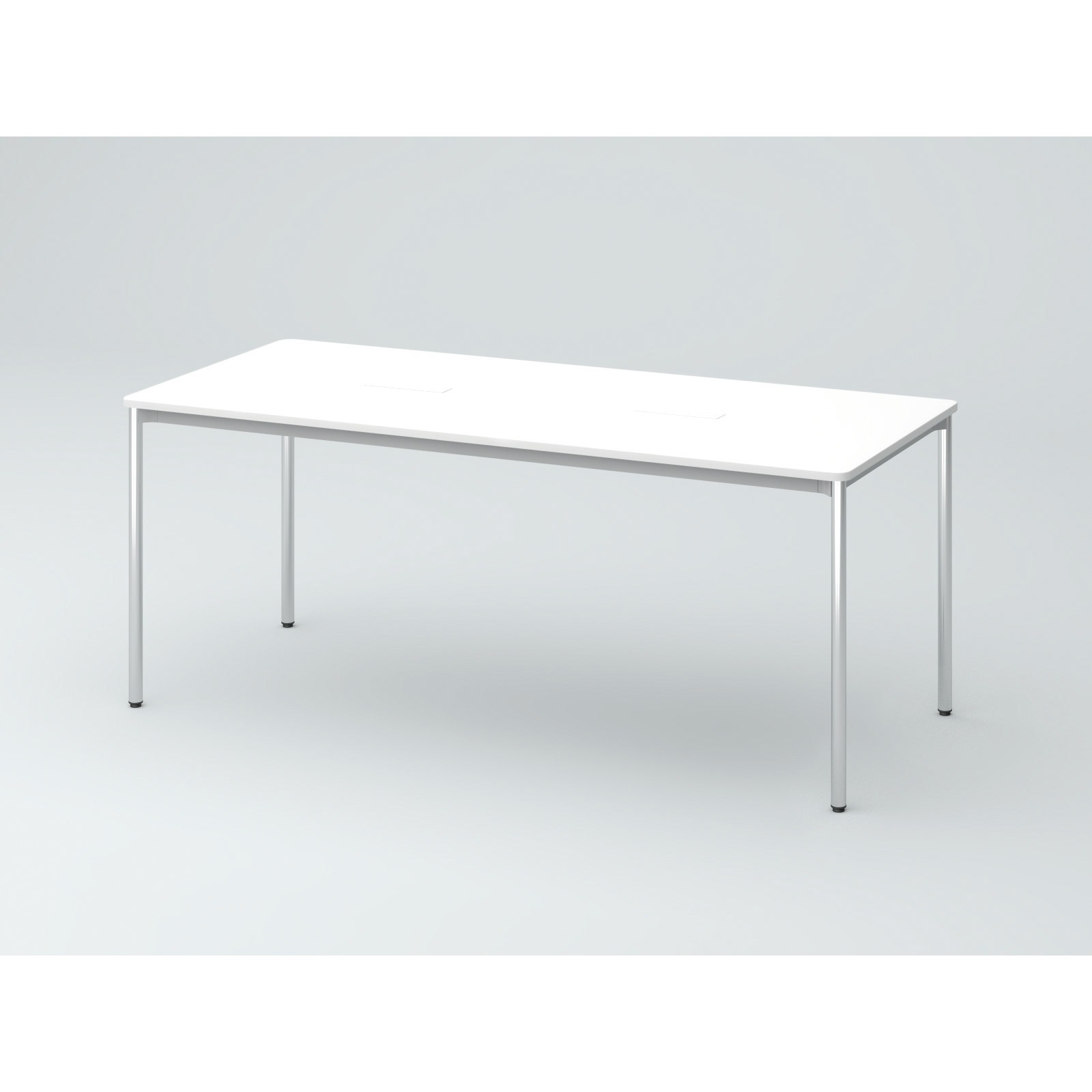 DCW-187HHRPA1PW オリゴテーブル ホワイトボード天板(配線キャップ) 角型 1800×700 4本丸脚(メッキ脚)<配送時組立サービス付> 1台 イトーキ 【通販モノタロウ】