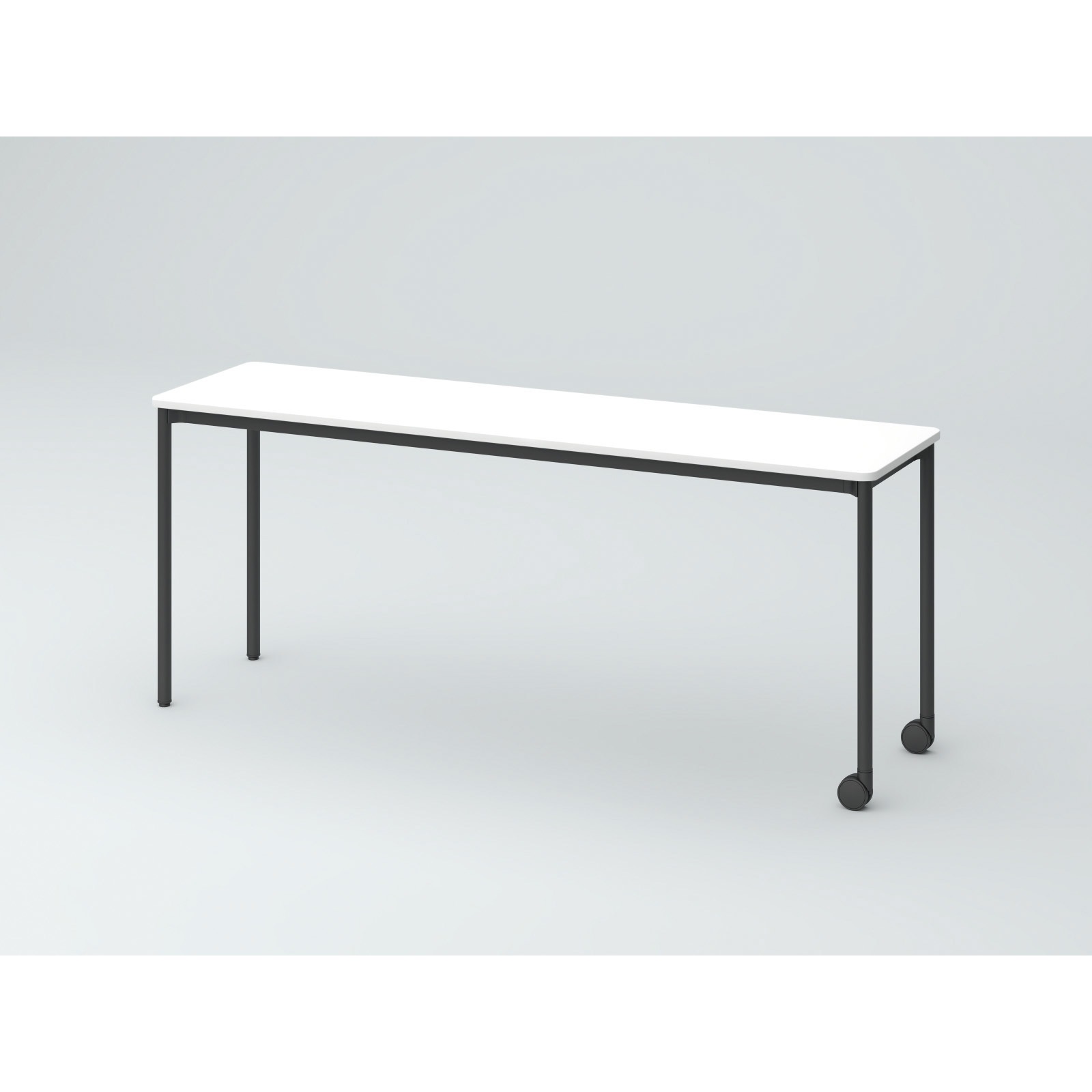 DCW-184HNRTC1TW オリゴテーブル ホワイトボード天板 角型 1800×450 4本丸脚 片側キャスター<配送時組立サービス付> 1台 イトーキ 【通販モノタロウ】