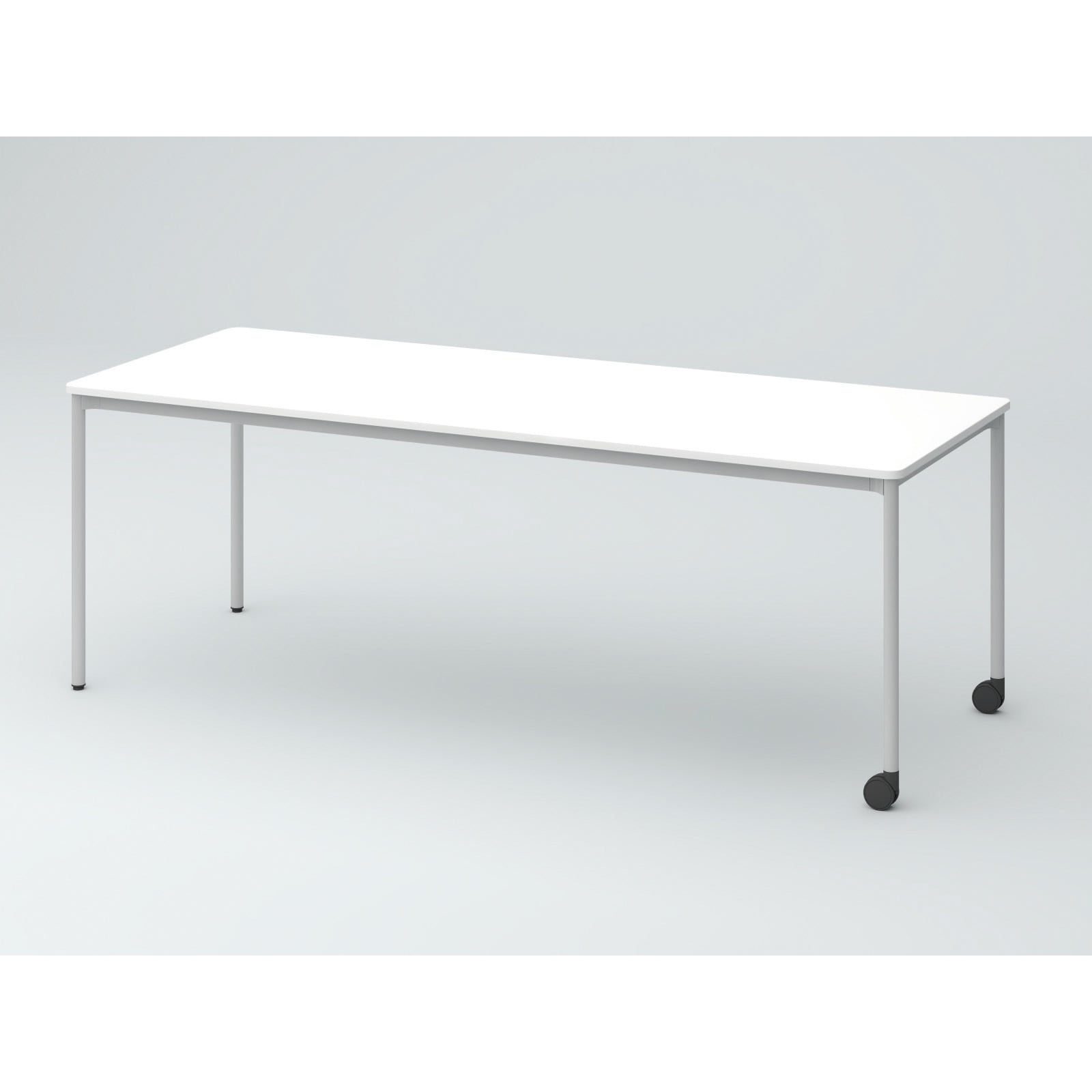 DCW-217HNRTC1ZW オリゴテーブル ホワイトボード天板 角型 2100×750 4本丸脚 片側キャスター<配送時組立サービス付> 1台 イトーキ 【通販モノタロウ】